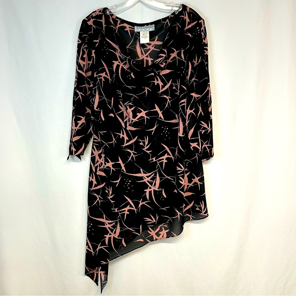 Vintage Asymmetric Tunic Top‎ Flare Sleeve Semi Sheer Artsy Witchy Fairy Grunge